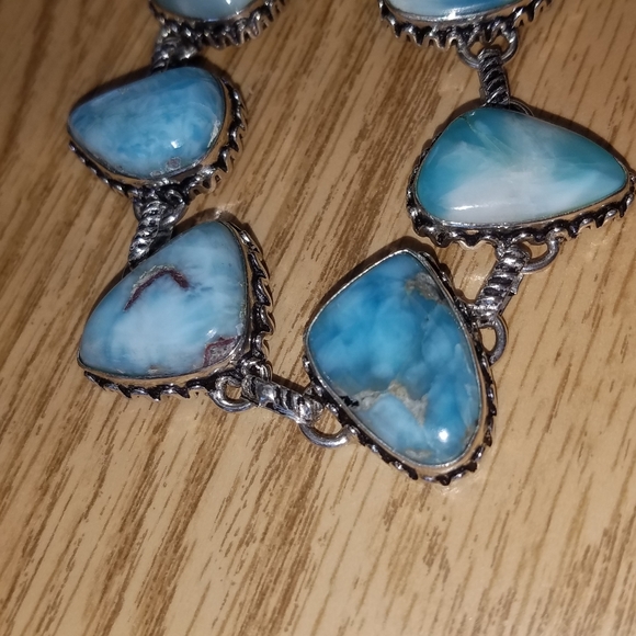 New Sterling Silver Larimar bracelet , Toggle Style - Picture 5 of 13